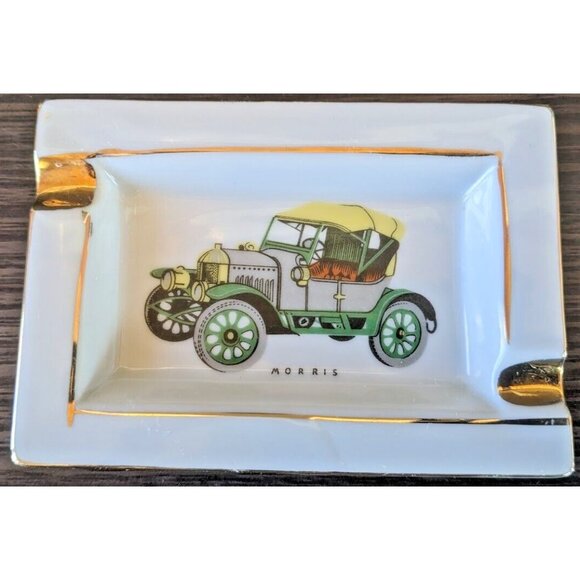 3 Vintage Hand Painted Car Ashtrays - Morris Austin Wolseley ESD Japan Gold Rim - Picture 5 of 8